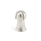 AN EDWARDIAN SILVER NOVELTY PEPPER GRINDER