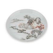 A CHINESE 'LANDSCAPE' SAUCER DISH