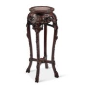 A CHINESE MARBLE-INSET HARDWOOD PLANT STAND, CIRCA 1900