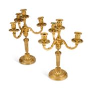A PAIR OF LOUIS XVI STYLE GILT-BRONZE CANDELABRA, LATE 19TH CENTURY