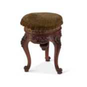 A VICTORIAN WALNUT RISE AND FALL PIANO STOOL