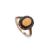 AN OPAL AND DIAMOND RING