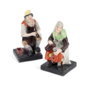 A PAIR OF ENOCH WOOD STAFFORDSHIRE POTTERY FIGURES OF JOBSON AND NELL, CIRCA 1830