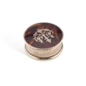 A SMALL GEORGE V SILVER AND TORTOISESHELL BOX