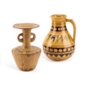 AN ART DECO POTTERY JUG AND A STUDIO POTTERY VASE