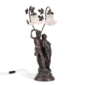 A BRONZED FIGURAL TABLE LAMP