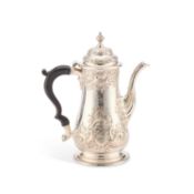 A 19TH CENTURY SILVER-PLATED COFFEE POT