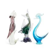 THREE VINTAGE MURANO GLASS ANIMAL MODELS