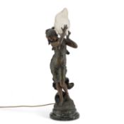 AFTER MOREAU, A FRENCH SPELTER FIGURAL TABLE LAMP, 'NAIADE'