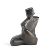 LINDA ZELIN, 'KNEELING MAN', A BRONZE RESIN FIGURE