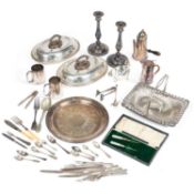 A MIXED LOT OF SILVER PLATE