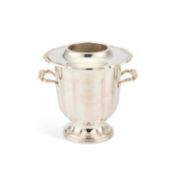 A LATE VICTORIAN SILVER-PLATED TWO-HANDLED WINE COOLER