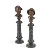 ATTRIBUTED TO GIOVANNI DE MARTINO (ITALIAN 1870-1935), A PAIR OF BRONZE BOYS HEADS