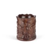 A CHINESE HARDWOOD BRUSH POT, BITONG