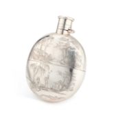 AN EARLY 20TH CENTURY CHINESE SILVER HIP FLASK