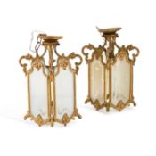 A PAIR OF CONTINENTAL GILT-METAL LANTERNS