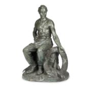 AFTER HIPPOLYTE LE ROY (BELGIAN 1857-1943) LARGE BRONZE WORKER FIGURE 'REGRETS'