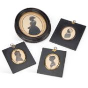 19TH CENTURY ENGLISH SCHOOL FOUR SILHOUETTE PORTRAITS OF LADIES