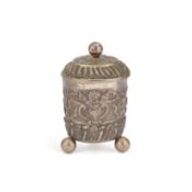 A PARCEL-GILT SILVER COVERED BEAKER