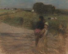 WILLIAM EDWARD STOTT (1855-1918) FAMILY IN A COUNTRY LANDSCAPE