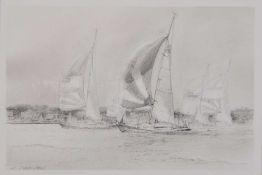 JOHN STEVEN DEWS (BORN 1949) RACING YACHTS OFF THE COAST, PROBABLY ISLE OF WIGHT
