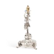 A LATE 19TH CENTURY GERMAN SILVER FIGURAL LAMP BASE