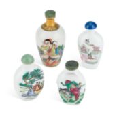 FOUR CHINESE PORCELAIN SNUFF BOTTLES