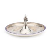 A SILVER AND ENAMEL DISH