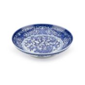 A CHINESE BLUE AND WHITE SAUCER DISH
