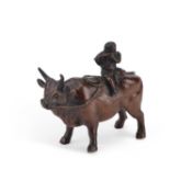 A JAPANESE BRONZE MODEL OF A BULL