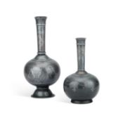 TWO 19TH CENTURY INDIAN BIDRI VASES