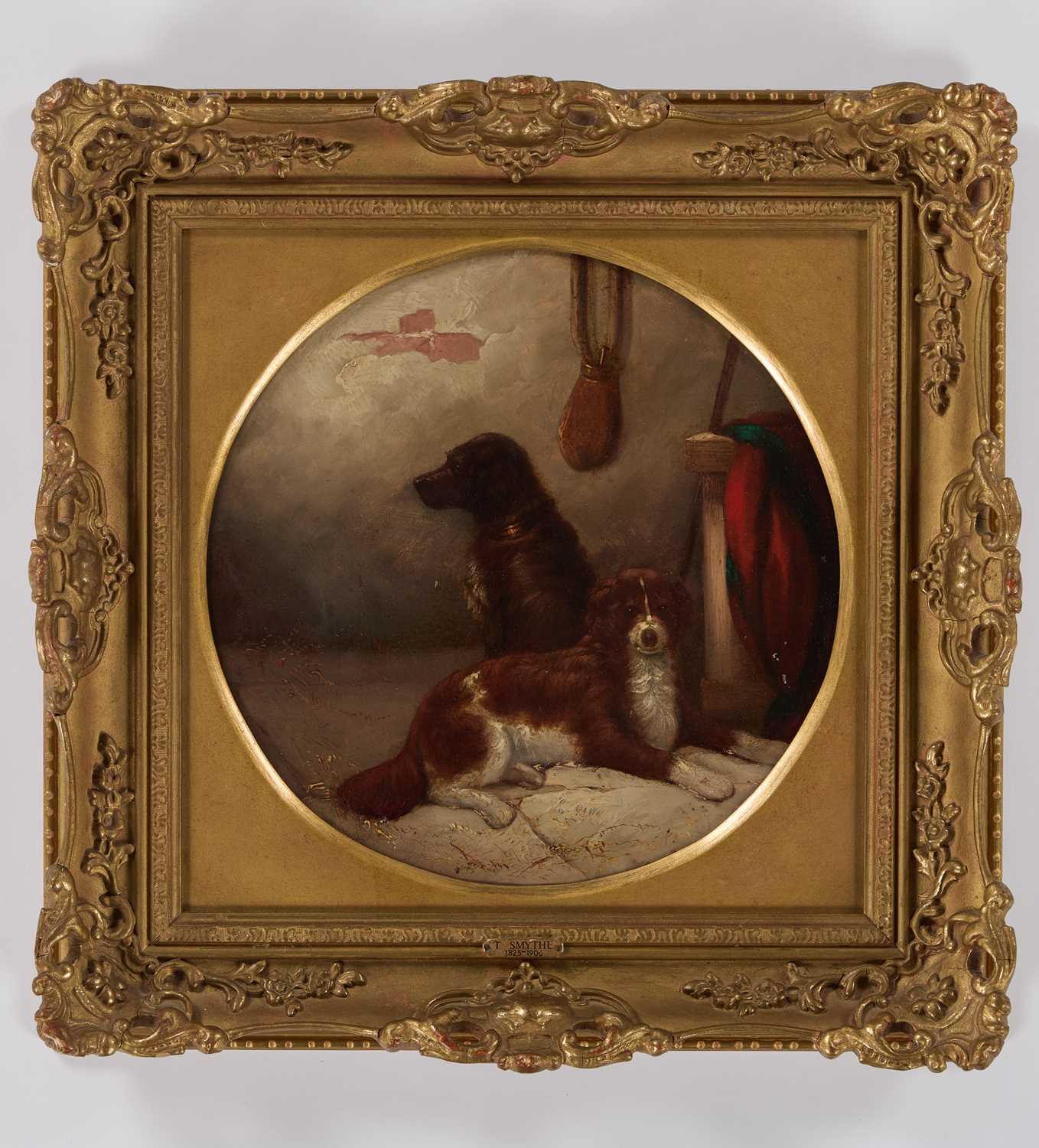 ATTRIBUTED TO THOMAS SMYTHE (1825-1906) TWO DOGS IN AN INTERIOR