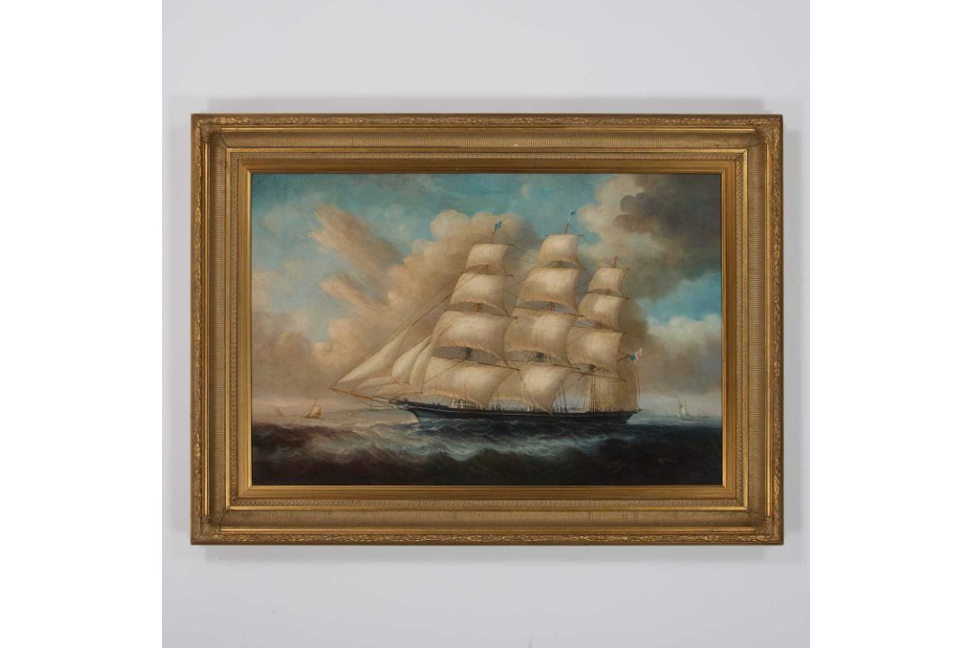 NARTZ (20TH CENTURY) AMERICAN TALL SHIP OFF THE COAST - Image 1 of 3