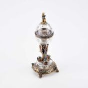 AN AUSTRIAN SILVER-GILT, ENAMEL AND ROCK CRYSTAL GLOBE CLOCK