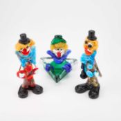 TWO MURANO GLASS CLOWNS AND A CLOWN ASH TRAY