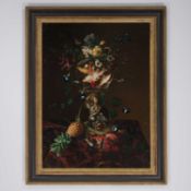 20TH CENTURY SCHOOL STILL LIFE OF TAZZA, GOLDFISH BOWL, FRUIT AND FLOWERS