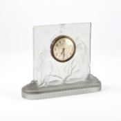 AN ART DECO FRENCH GLASS MANTEL CLOCK