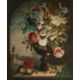 19TH CENTURY FRENCH SCHOOL STILL LIFE OF FLOWERS IN AN URN IN CLASSICAL LANDSCAPE - Image 1 of 3