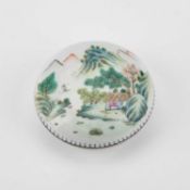 A CHINESE LANDSCAPE BOX AND COVER