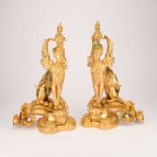 A PAIR OF 19TH CENTURY GILT-METAL CHENETS