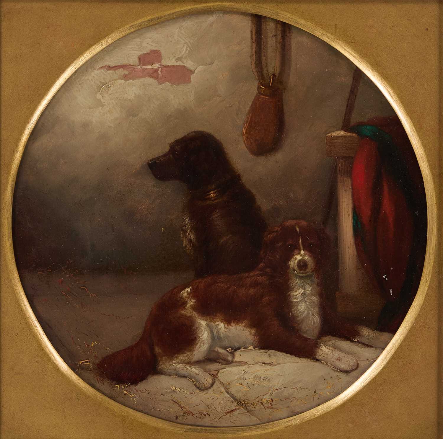 ATTRIBUTED TO THOMAS SMYTHE (1825-1906) TWO DOGS IN AN INTERIOR - Image 2 of 3