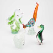 FOUR MURANO GLASS MODELS OF BIRDS