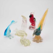 FOUR MURANO GLASS MODELS OF BIRDS