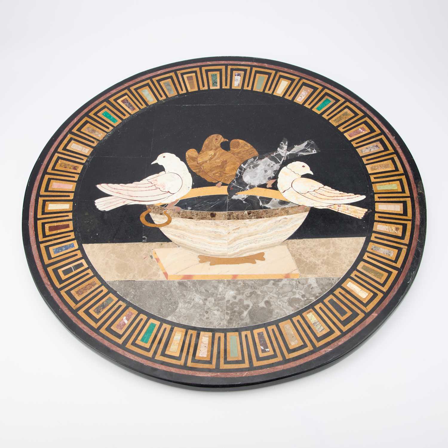 A GOOD PIETRA DURA 27-INCH TABLETOP INSET WITH PLINY'S DOVES