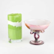 A HORA GLASS VASE AND A MURANO GLASS COMPORT