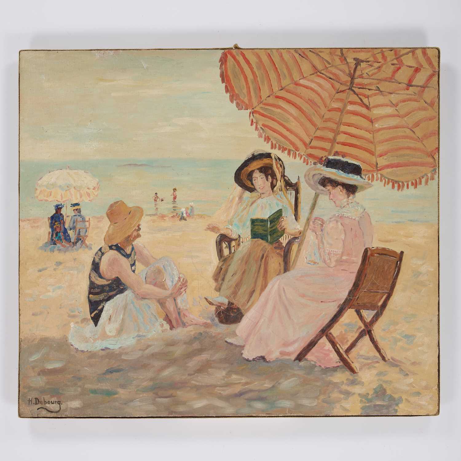H. DUBOURG (EARLY 20TH CENTURY) BEACH SCENE - Image 2 of 3