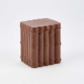 A CHINESE YIXING BAMBOO-MOULDED BOX AND COVER