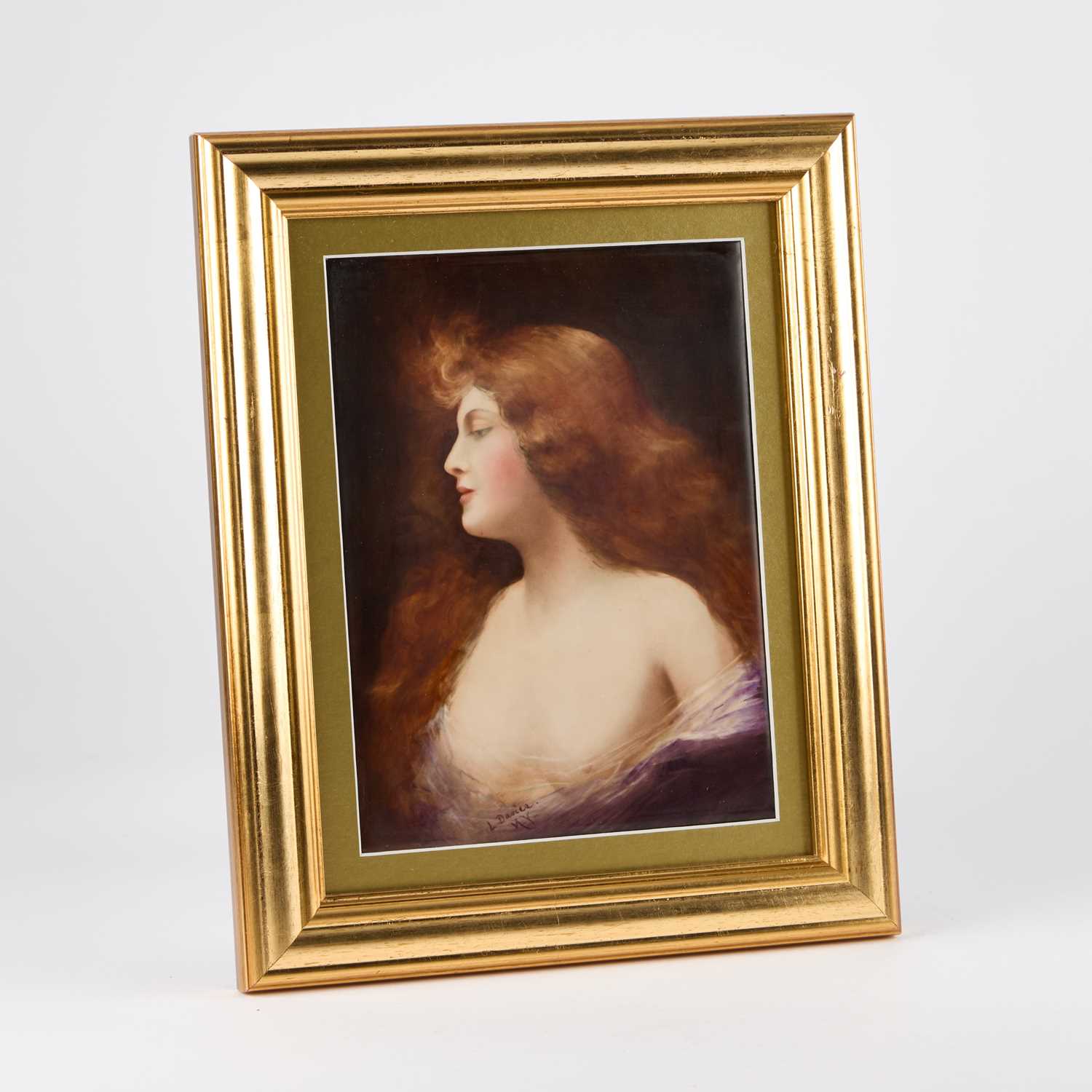 A PAINTED PORCELAIN PLAQUE BY L. DAVIES, NEW YORK