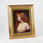 A PAINTED PORCELAIN PLAQUE BY L. DAVIES, NEW YORK