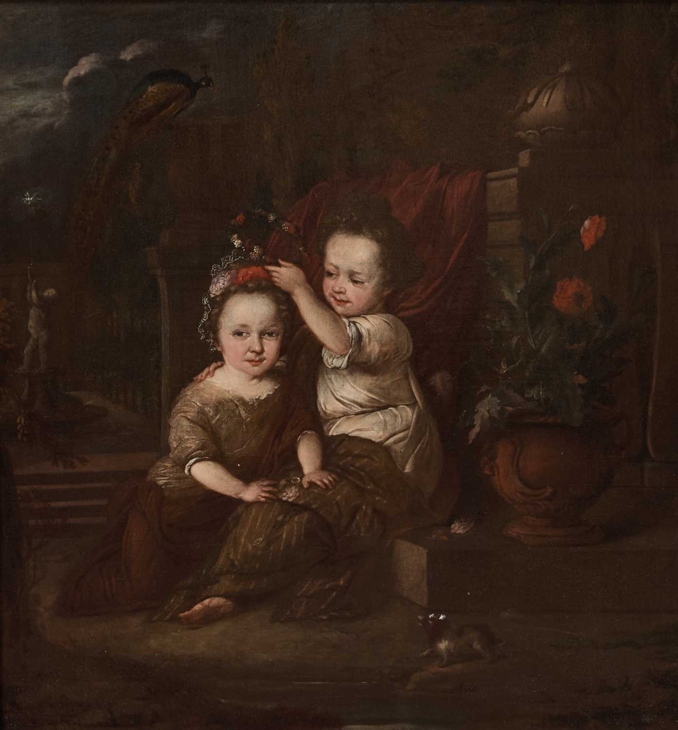 17TH/ 18TH CENTURY DUTCH SCHOOL CHILDREN IN A CLASSICAL LANDSCAPE - Image 2 of 3